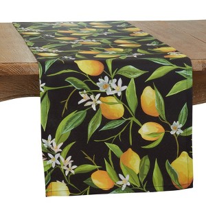 Saro Lifestyle Lemons Outdoor Runner, Black, 16" x 72" - 1 of 4