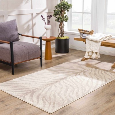 Hauteloom Beige Manteca Zebra Print Area Rug
