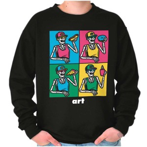 Funny Skeleton Food Lover Pop Art Sweatshirt for Men or Women Brisco Brands - 1 of 4