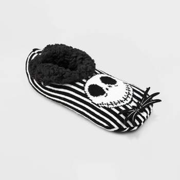 Women's The Nightmare Before Christmas Pull-On Slipper Socks with Grippers - Black/White 4-10