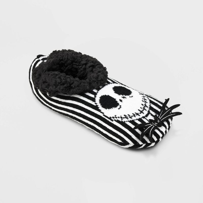 Women&#39;s The Nightmare Before Christmas Pull-On Slipper Socks with Grippers - Black/White 4-10, 1 of 6