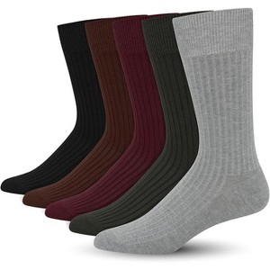 SERISIMPLE Men Bamboo Viscose Thin Ribbed Knit Silky Soft Lightweight Dress Crew Socks White X Large 5 Pairs - 1 of 4