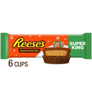 Reese's Christmas Milk Chocolate Peanut Butter Candy Super King Size Cups - 4.2oz/6ct - 1 of 4