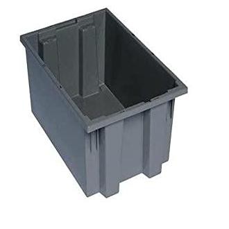 Quantum Storage Systems Stack And Nest Tote, 19-1/2"W X 13-1/2"D X 8"H, Heavy Duty, 0.80 Cu. Ft. Capacity, Gray Polypropylene