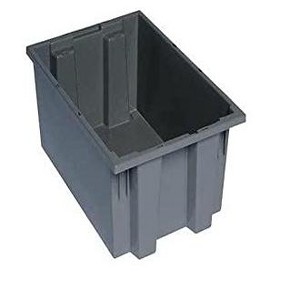 Quantum Storage Systems Stack And Nest Tote, 19-1/2"W X 13-1/2"D X 8"H, Heavy Duty, 0.80 Cu. Ft. Capacity, Gray Polypropylene - 1 of 1