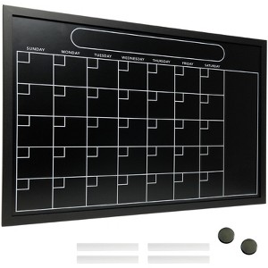 Excello Global Products Magnetic Calendar Chalkboard Large 20"x30" Black Board Weekly Monthly Format - 1 of 4