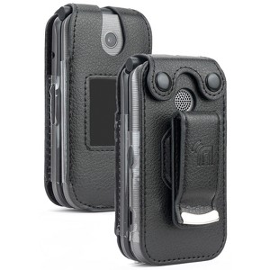 Nakedcellphone Case for Coolpad Belleza Flip Phone - Vegan Leather with Belt Clip - Black - 1 of 4