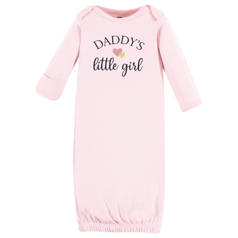 Hudson Baby Infant Girl Cotton Gowns, Girl Daddy Pink Navy, 5 of 6