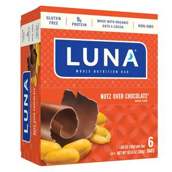LUNA Nutz Over Chocolate Nutrition Bars - 6ct
