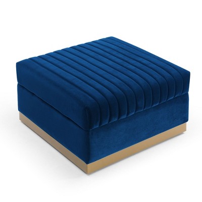 NicBex Modern 30.7" Square Ottoman Velvet Footstools with Vertical Channel Tufted for Bedroom and Living Room