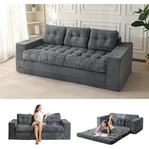 MAXYOYO Convertible Sofa Bed, Pull Out 3 Seater Sleeper Sofa, 2 in 1 Fold Out Floor Couch with Pillows for Living Room - 1 of 4