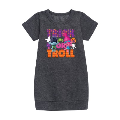 - Trolls - Trick Or Troll Branch and Poppy Graphic Short Sleeve Fleece Dress
