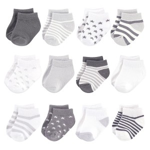 Touched by Nature Baby Organic Cotton Socks, Cream Charcoal Stars - 1 of 2