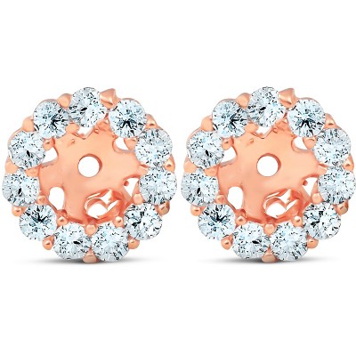 Pompeii3 3/8ct Halo Diamond Earring Jackets 14K Rose Gold (4mm)