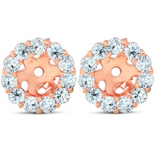 Pompeii3 3/8ct Halo Diamond Earring Jackets 14K Rose Gold (4mm) - 1 of 3