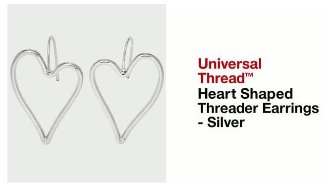 Heart Shaped Threader Earrings - Universal Thread&#8482; Silver, 2 of 5, play video