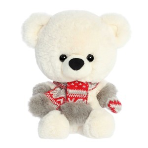 Aurora Large White Holiday 12" Baby Bear Beau Festive Stuffed Animal - 1 of 4