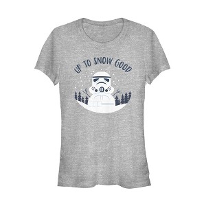Juniors Womens Star Wars Christmas Snowman Stormtrooper T-Shirt - 1 of 3