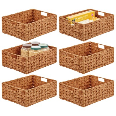 Mdesign Woven Farmhouse Kitchen Pantry Food Storage Basket Box, 3 Pack,  White, 12 X 9 X 6 : Target