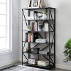 miBasics 71.5" Ginrel Metal Display 5 Shelves Bookshelf Black : Modern Style, Tempered Glass, Fixed Shelf - 2 of 4