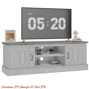 Living Room Farmhouse TV Stand for 65 Inch TVs Entertainment Center with Storage Cabinets - Ample Organized Storage - 1 of 4