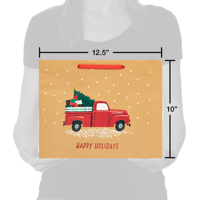 Large 10&#34; Truck Hauling Tree Christmas Gift Bag, 5 of 6