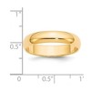 Black Bow Jewelry 2mm to 6mm 14K Yellow Gold Half Round Standard Fit Band - 4 of 4