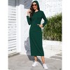 Womens Maxi Hooded Sweatshirt Dress with Front Pocket Long Sleeve Slit Sweatshirts Dress Drawsting Hoodie Comfy Sheath Dress - 3 of 4
