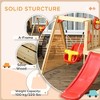 NAYSAYE Playground Slide Wooden Swing Set with Toddler Slide and Baby Swing for Backyard Play, Red, 78.8"*46.5"*72.7" - 4 of 4