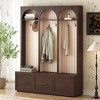 YOOCOZZ Farmhouse Style Hall Tree Entryway Bench with 8 Retro Hooks and 3 Drawers - 3 of 4