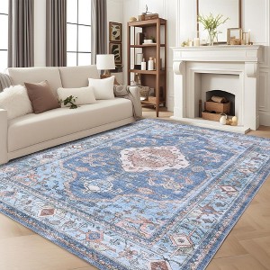 Vintage Boho Rug - Ultra-Soft Low Pile, Washable, Non Slip, Stain Resistant, Printed Carpet for Living Room Bedrooms Playroom Office Kitchen - 1 of 4