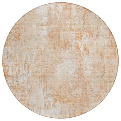 Coral Peach And Ivory Abstract Washable Indoor Outdoor Area Rug