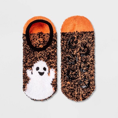 Women's Sparkly Ghost Cozy Halloween Pull-On Liner Socks - Hyde & EEK! Boutique™ Orange 4-10