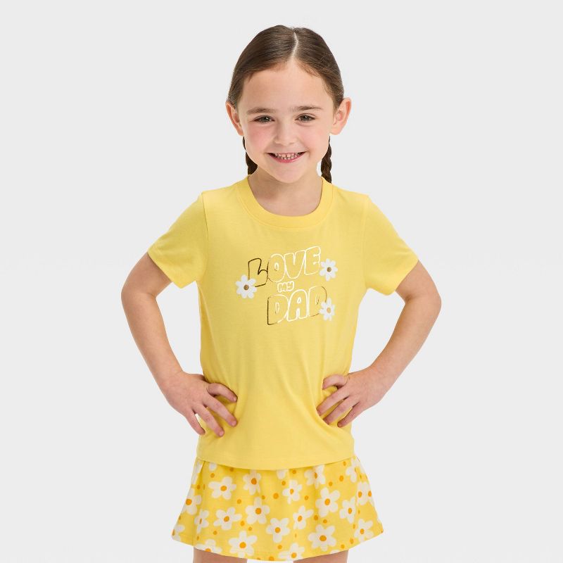 Toddler Girls' Love My Dad Short Sleeve T-Shirt - Cat & Jack™ Dark Yellow, 1 of 5