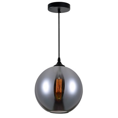 CWI Lighting Glass 1 Light Down Mini Pendant With Smoke Finish
