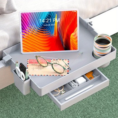 MaseiKar Dorm Essential Foldable Bedside Storage Drawer - Clip-On, Space-Saving Black Plastic Organizer for Dorms & Home, Multiple Compartments