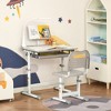 Qaba Kids Table and Chair Set, Activity Desk with USB Lamp, Storage Drawer for Study, Activities, Arts, or Crafts - 2 of 4