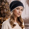 Anna-Kaci Comfy Warm Knit Slouchy Beanie Hat Double Color Roll Up Edge Ski Cap - 4 of 4