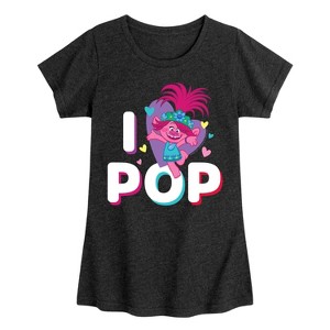 Girls' - Trolls - I Love Pop Poppy Fitted Short Sleeve Graphic T-Shirt - 1 of 4