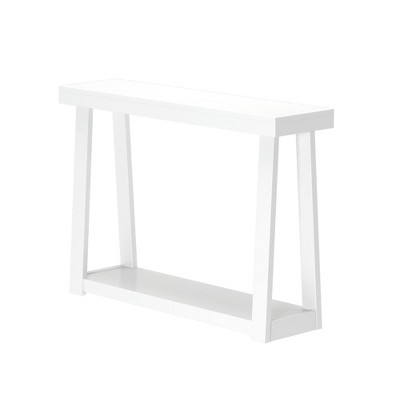 White Solid Pine Wood Console Table with Storage Shelf