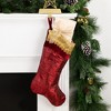 Northlight 20" Red and Gold Leaf Christmas Stocking with Wavy Sequined Cuff - 2 of 4