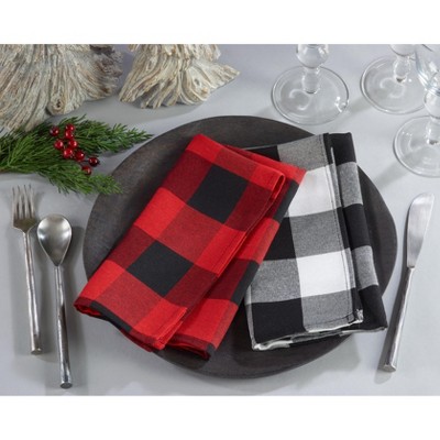 Red and Black Cotton Blend Buffalo Plaid Napkins, Set of 4