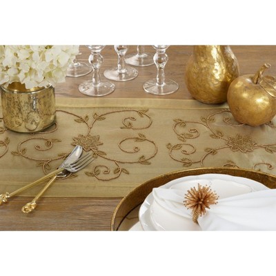 Gold Handmade Beaded Polyester Table Runner