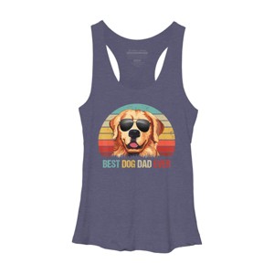 Women's Design By Humans Best Dog Dad Ever Golden Retriever By LuckyCharm99 Racerback Tank Top - 1 of 2