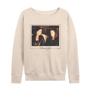Women's - Gilmore Girls - Lorilei And Rory Lightweight French Terry Wide Neck Long Sleeve Graphic Shirt - 1 of 4