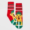Women's Holiday Golden Retriever Cozy Crew Socks with Gift Card Holder - Wondershop™ Red/Green 4-10 - image 2 of 3