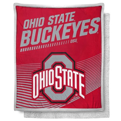 NCAA Ohio State Buckeyes New School Mink Sherpa Throw Blanket