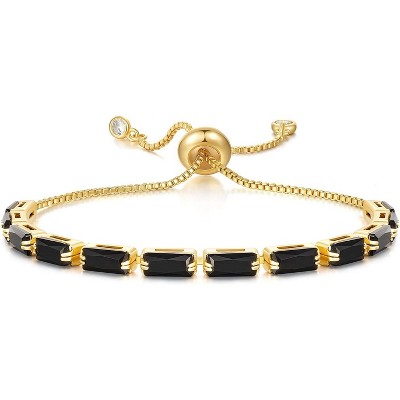 Tennis Bracelet for Women, 14K Gold Plated Cubic Zirconia Adjustable Slider Bracelets Trendy Jewelry Gift