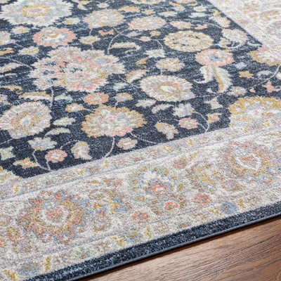 Ink Blue Traditional Washable Wool Runner Rug 2'7" x 7'3"