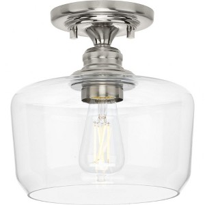 Progress Lighting, Aiken Collection, 1-Light Flush Mount, Brushed Nickel, Clear Glass Shade - 1 of 4